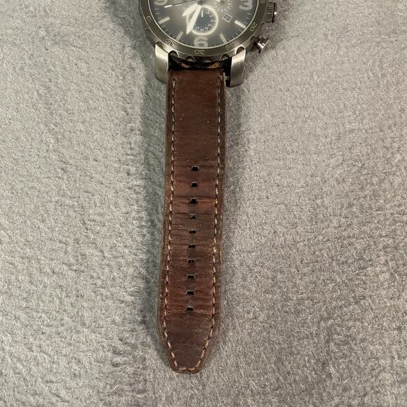 Fossil Nate Chronograph Brown Leather Men's Watch JR1424 ( NEED NEW BATTERY ) - Picture 2 of 11